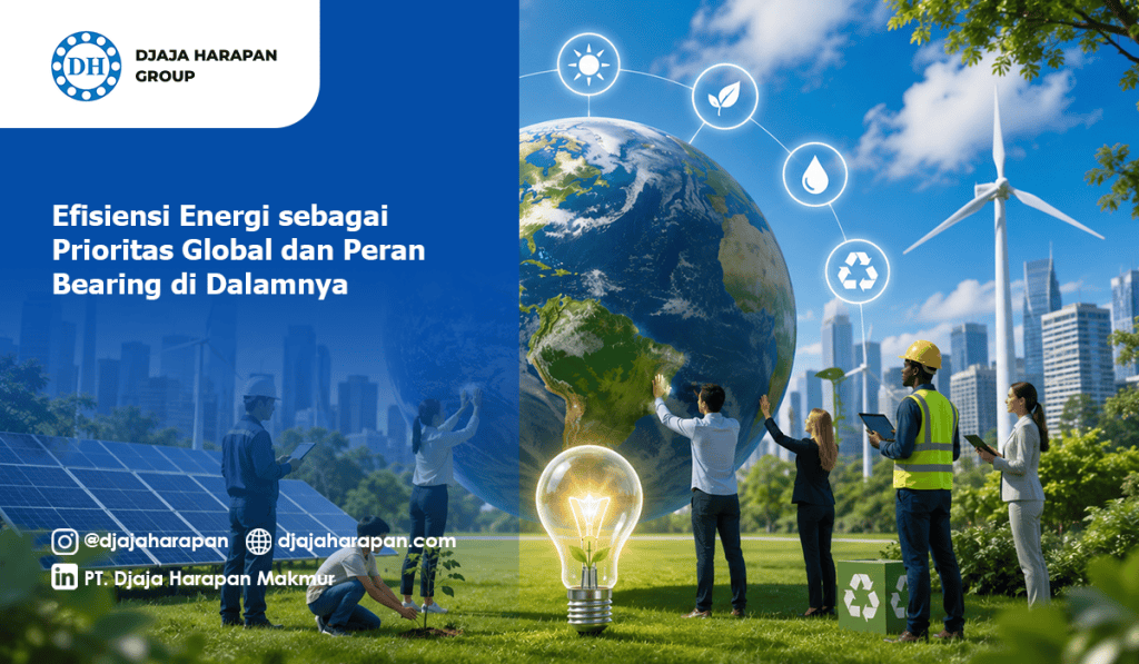 efisiensi energi sebagai prioritas global dengan ilustrasi kelestarian bumi dan energi terbarukan