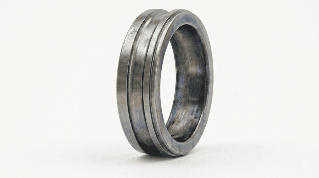 Komponen inner ring ball bearing baja dengan raceway ganda untuk poros mesin industri presisi.