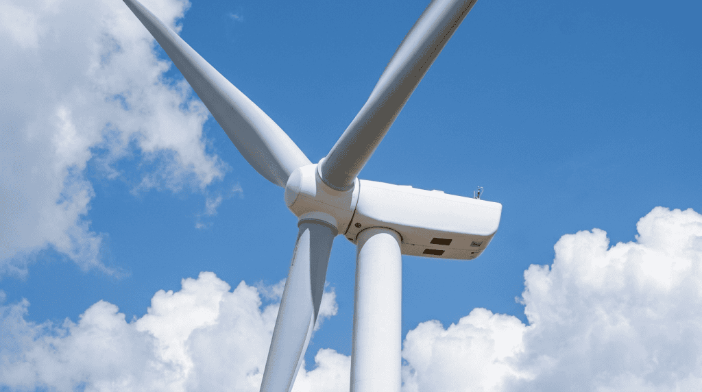 Turbin angin sebagai pembangkit energi terbarukan dengan peran bearing industri untuk menjaga efisiensi dan kestabilan sistem pembangkit listrik.