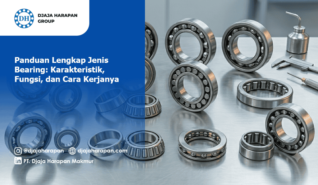 Berbagai jenis bearing industri dari Djaja Harapan Group untuk panduan lengkap karakteristik dan fungsi bearing.