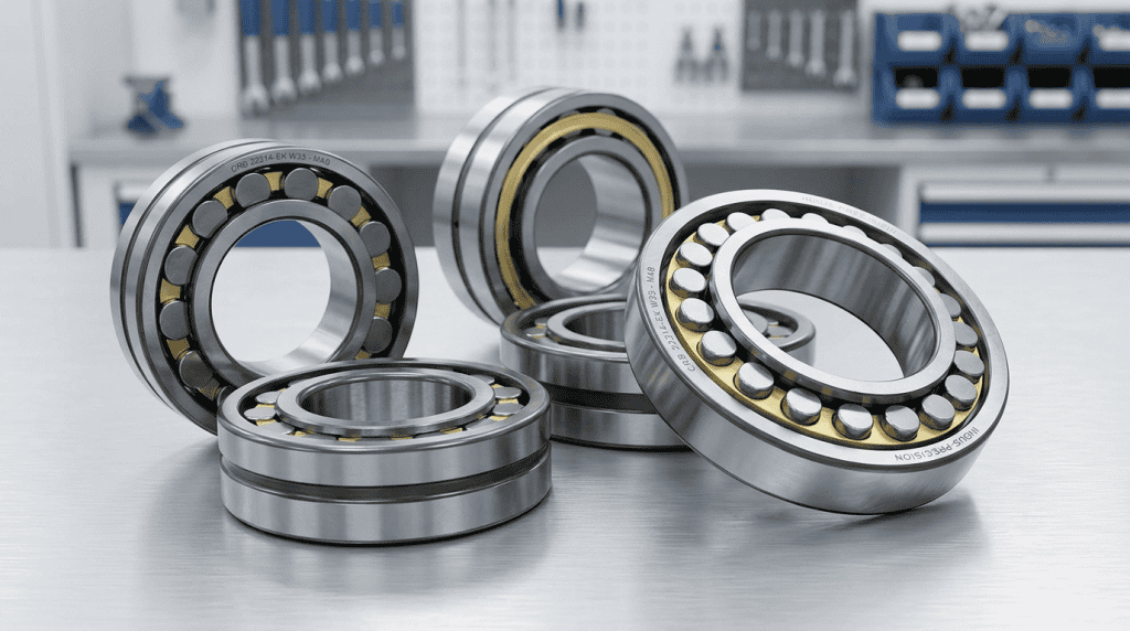 Beberapa unit spherical roller bearing dengan bantalan silinder besi dan kuningan untuk beban berat