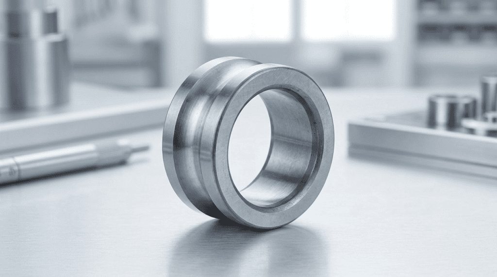 Komponen inner ring atau cincin bagian dalam pada bearing mesin industri.