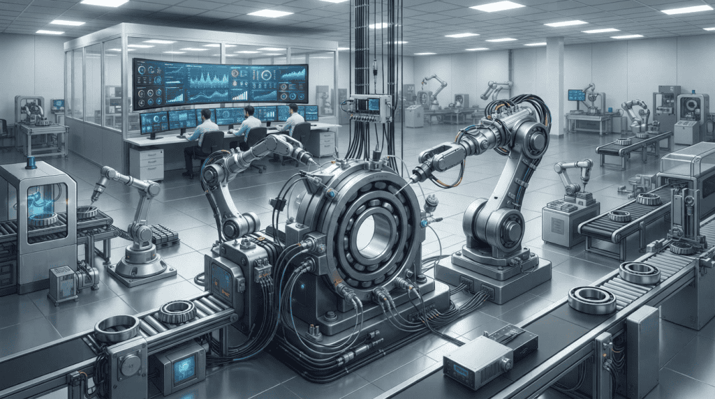 Visualisasi Smart Factory Modern: Peran Bearing dalam Sistem Monitoring Industri 4.0
