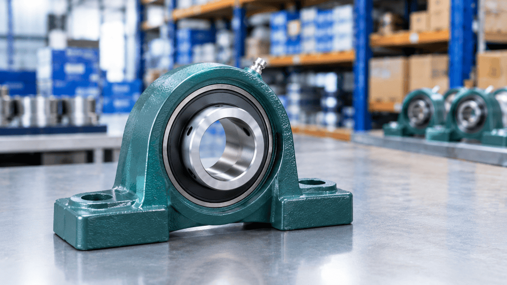 Unit pillow block bearing hijau untuk komponen mesin industri