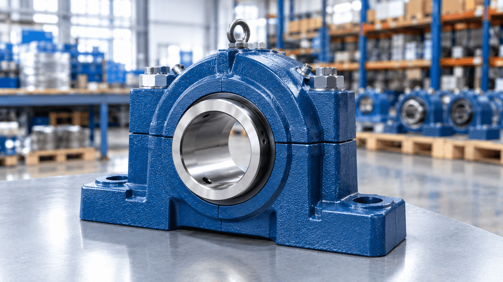 Unit plummer block housing bearing warna biru untuk beban berat industri